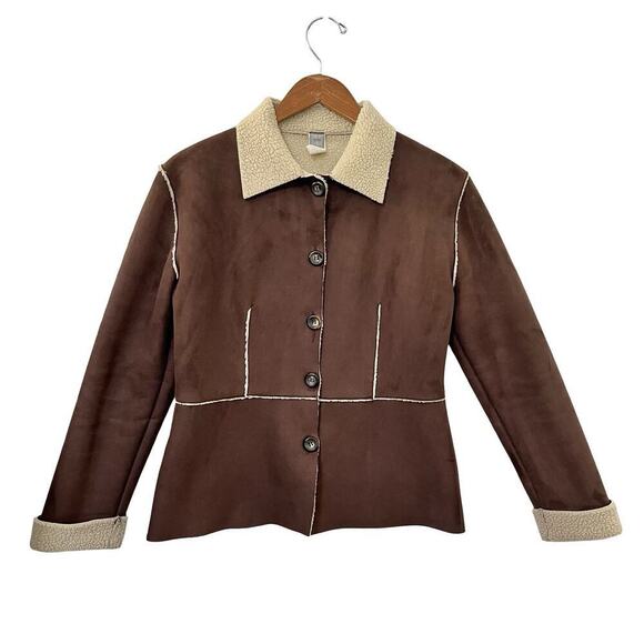 VTG Generation Faux Suede Penny Lane Jacket Size S Sherpa Lined Y2K Women's - Picture 1 of 7
